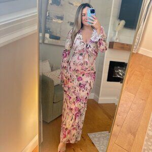 Floral Long Sleeve Bodycon Maxi Dress